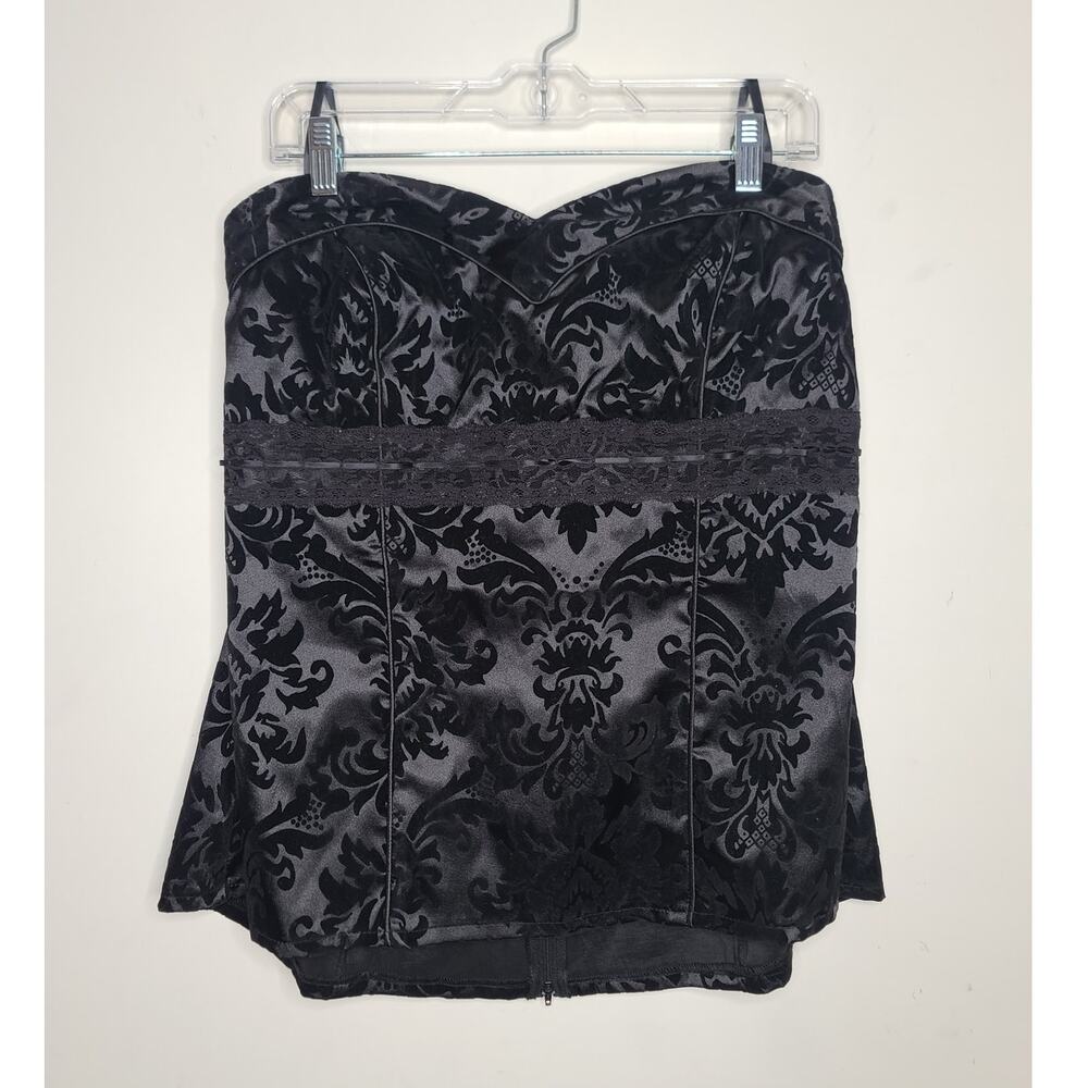 NWT Torrid black flocked satin strapless tube top with lace trim - 2 (approx 2x)